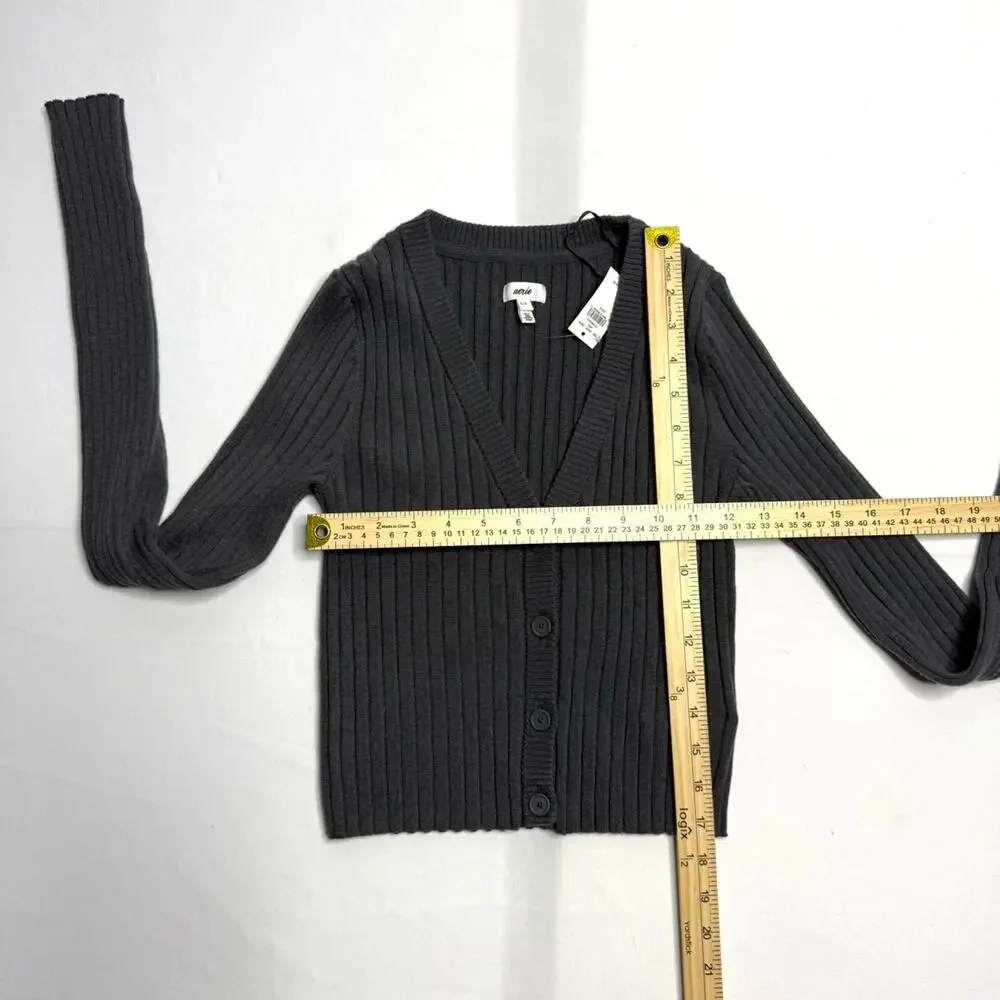 Aerie Brand New With Tag Size Small Grey LightWeight Long Sleeve Button Up Top - Picture 4 of 4